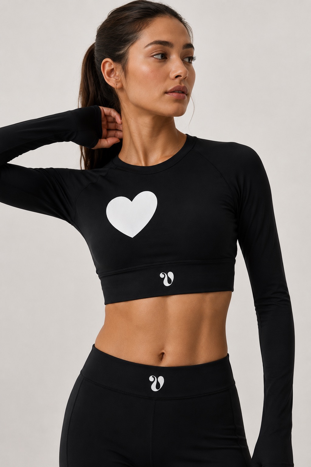 Signature Heart Long-Sleeve Crop Top