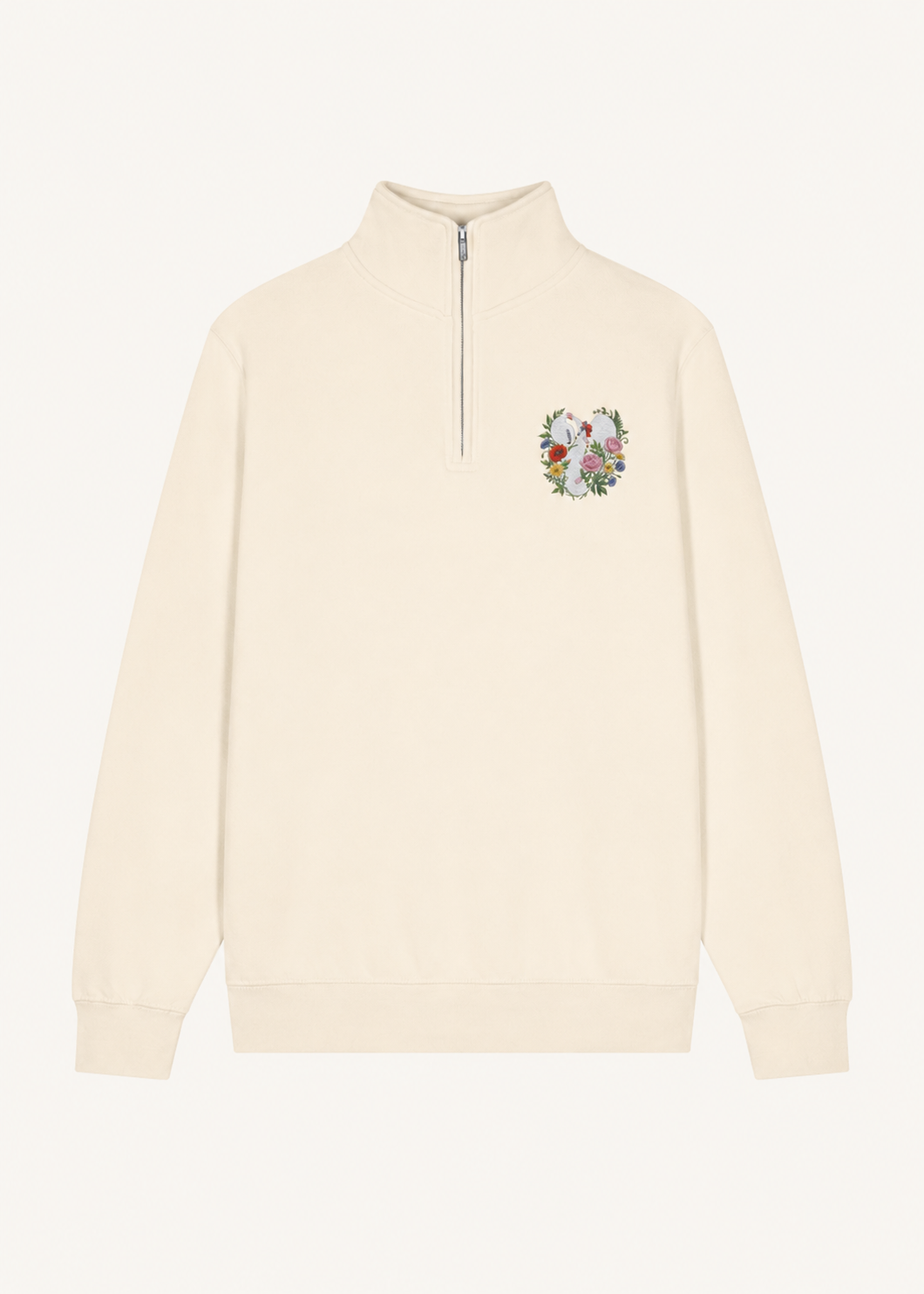 Floral V Quarter-Zip Sweatshirt