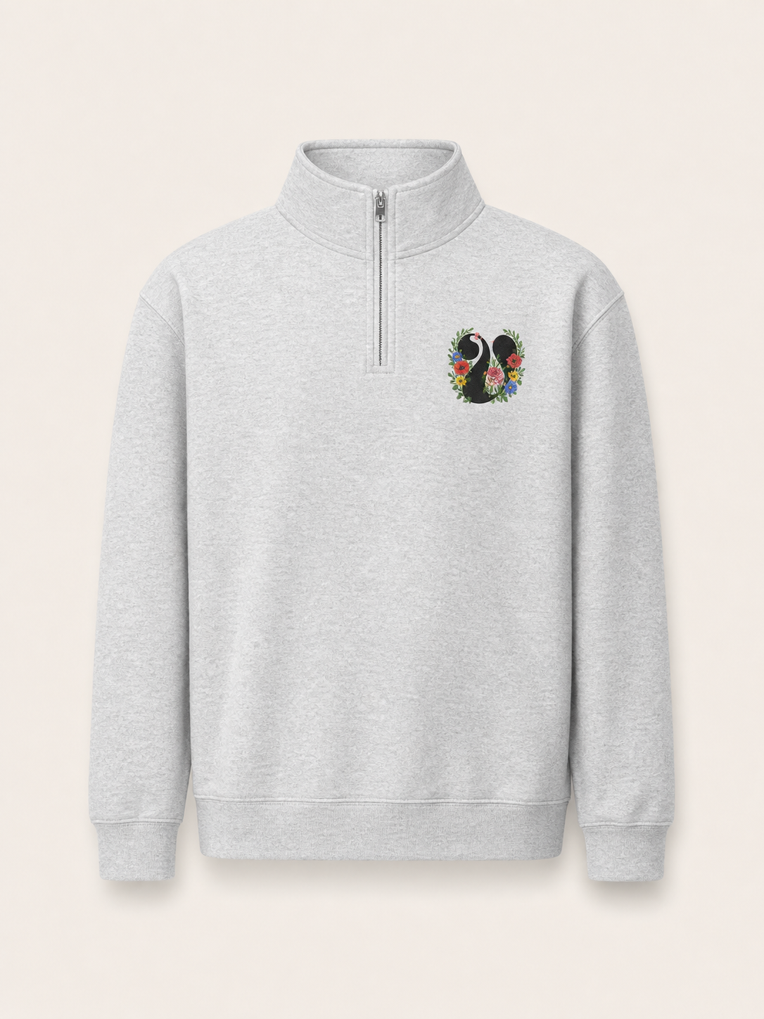Floral V Quarter-Zip Sweatshirt